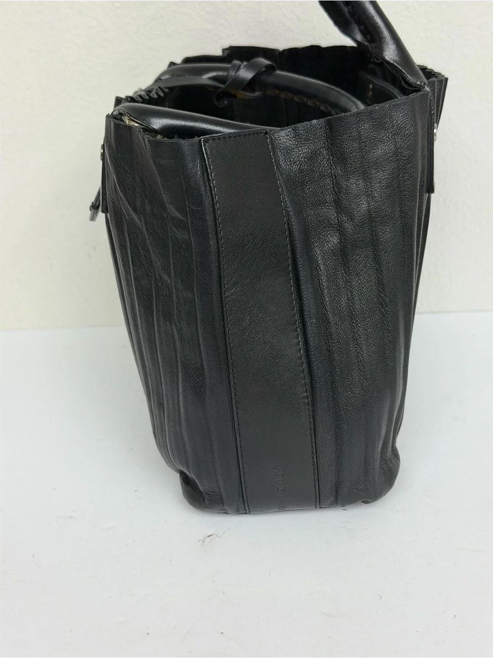 Giorgio Armani Black Leather Handbag Vintage Made in Italy Soft Leather Shoulder